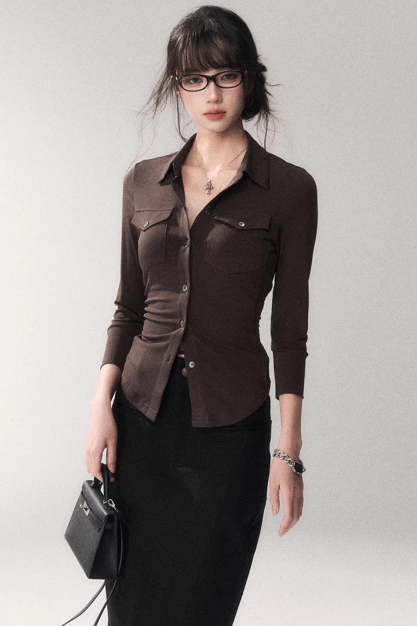 Gao Shu Stretchy Slim Shirt