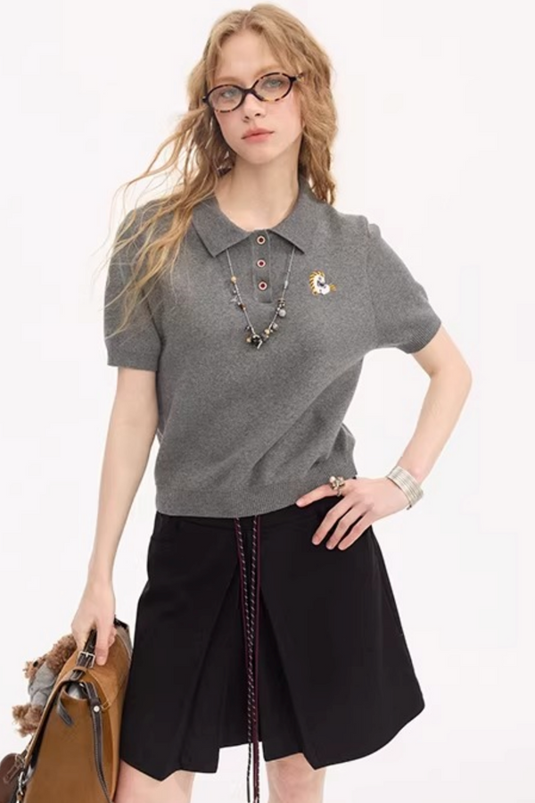 Braided Pony Knit T-Shirt Set-Up