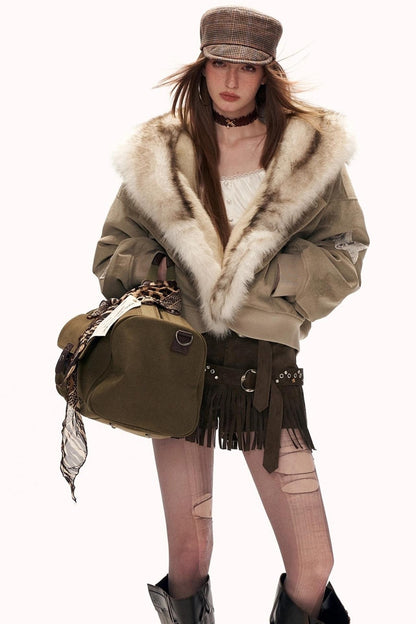 Large Lapel Suede Coat