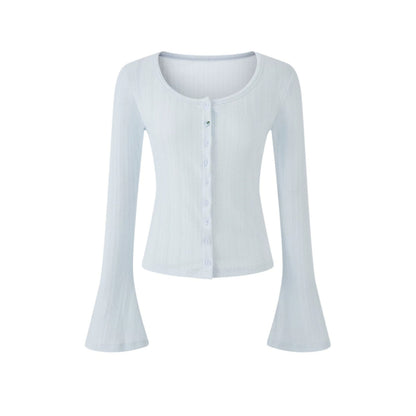 Lace-Detail Micro-Flare Knit Top