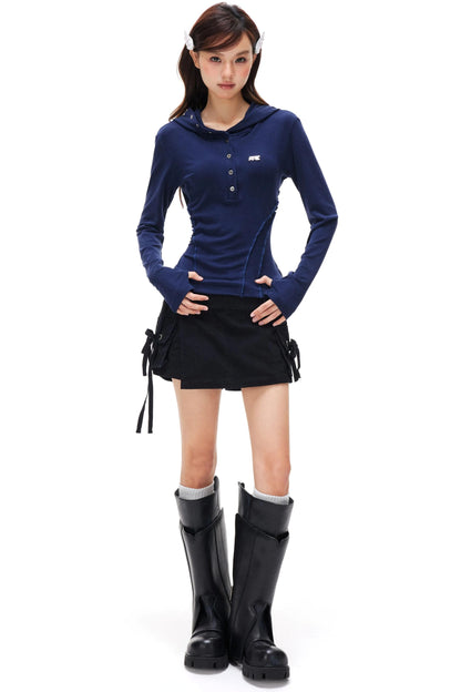 Retro Lace-Up A-Line Skirt