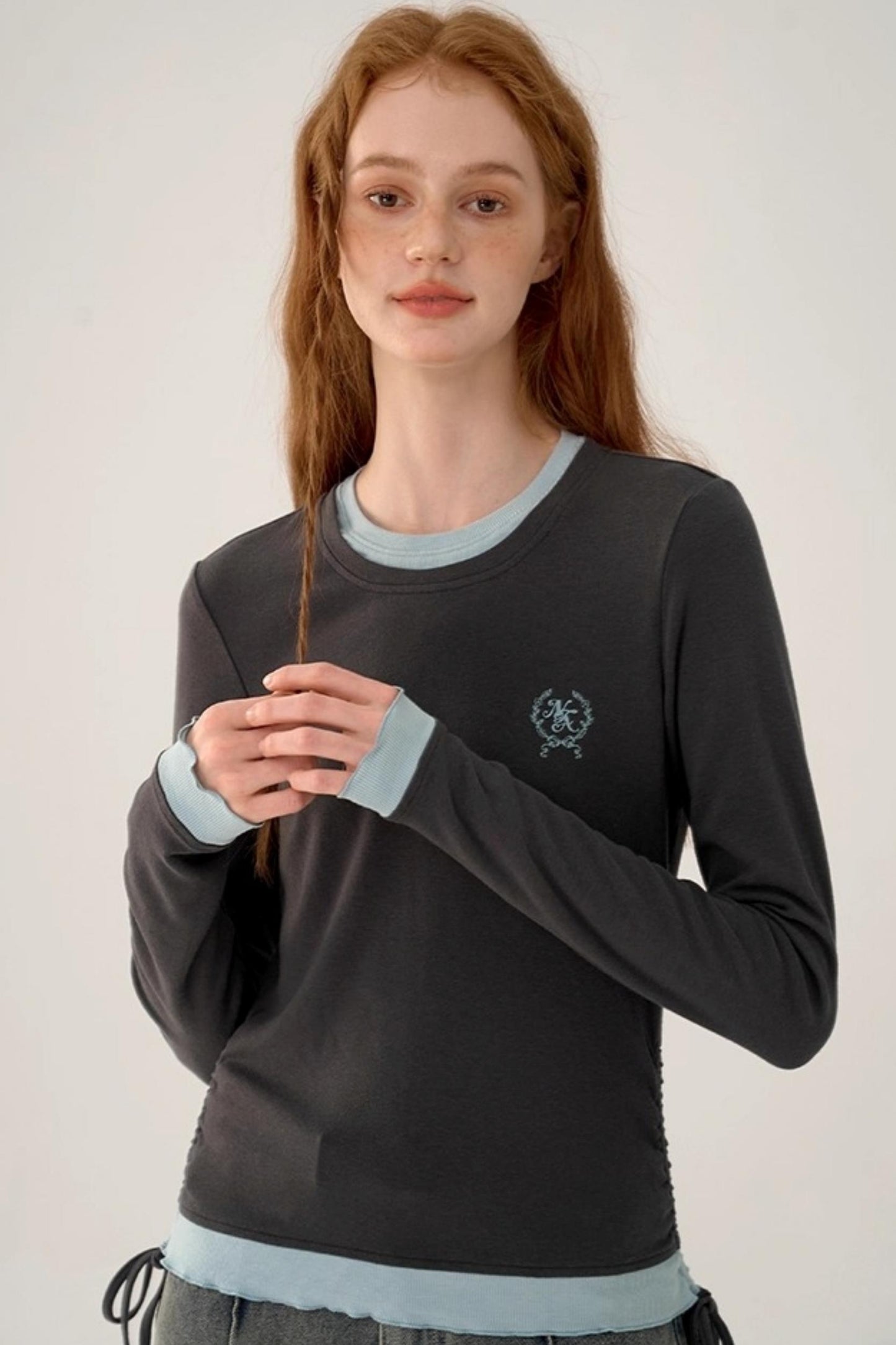Contrasting Slim Long-Sleeved Top