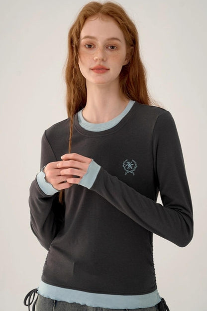 Contrasting Slim Long-Sleeved Top