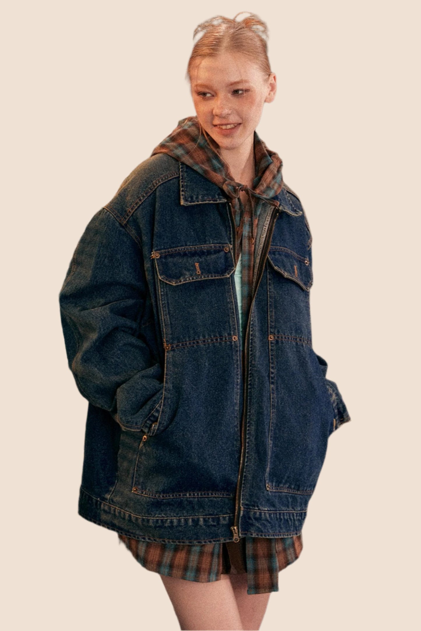 Vintage Distressed Wash Denim Jacket