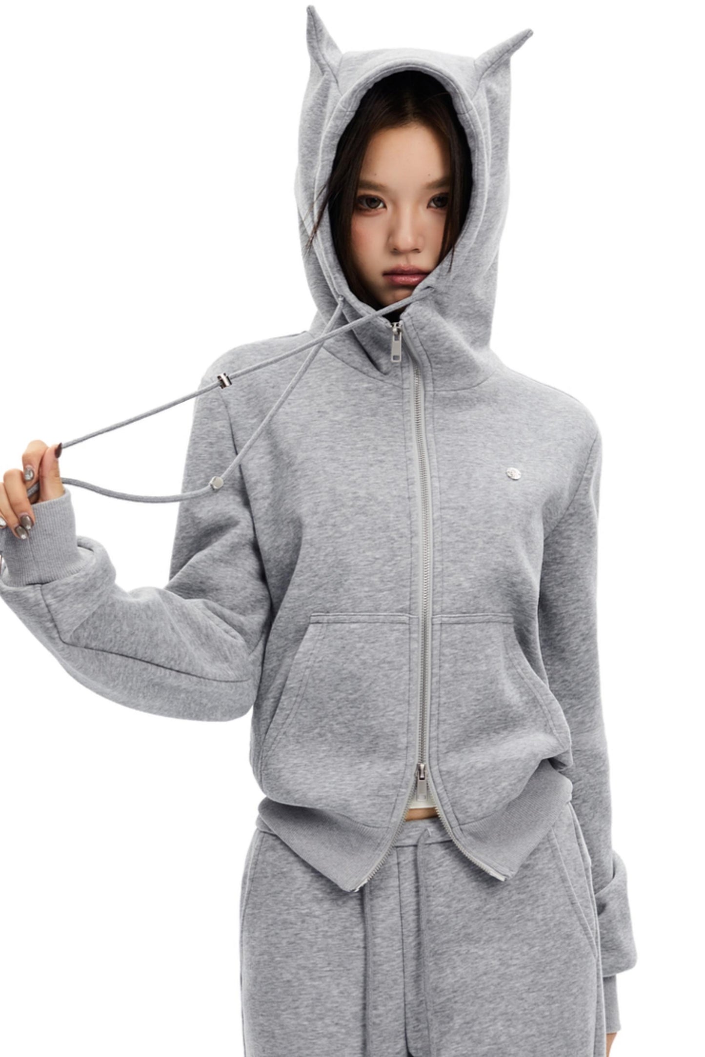 Double Zipper Short Hooded Jacket