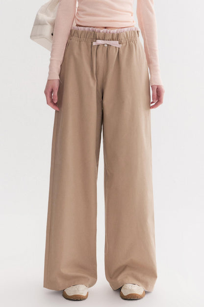 Autumn Contrast Wide-leg Slacks