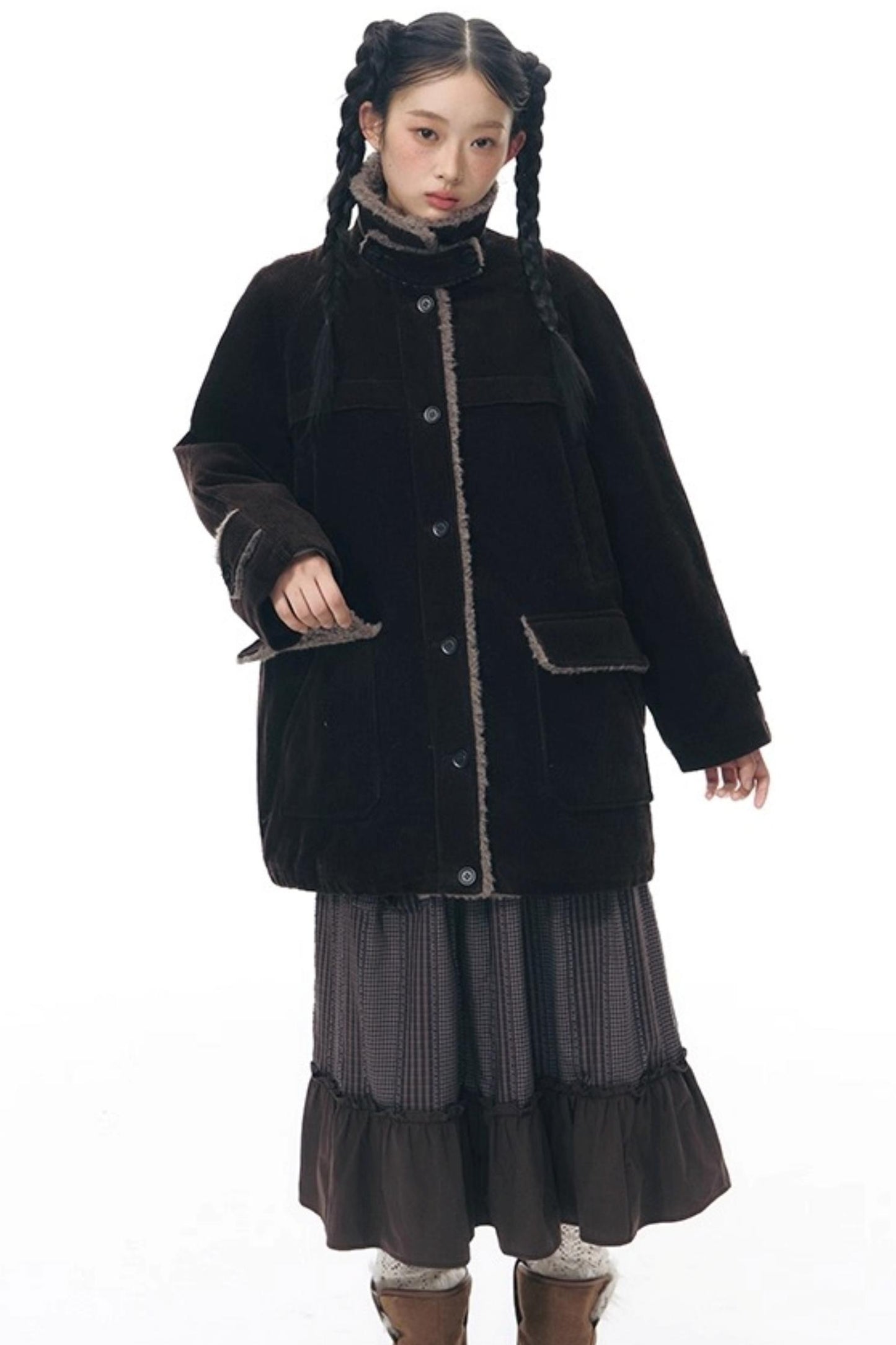 Patchwork Ruffled Umbrella Skirt