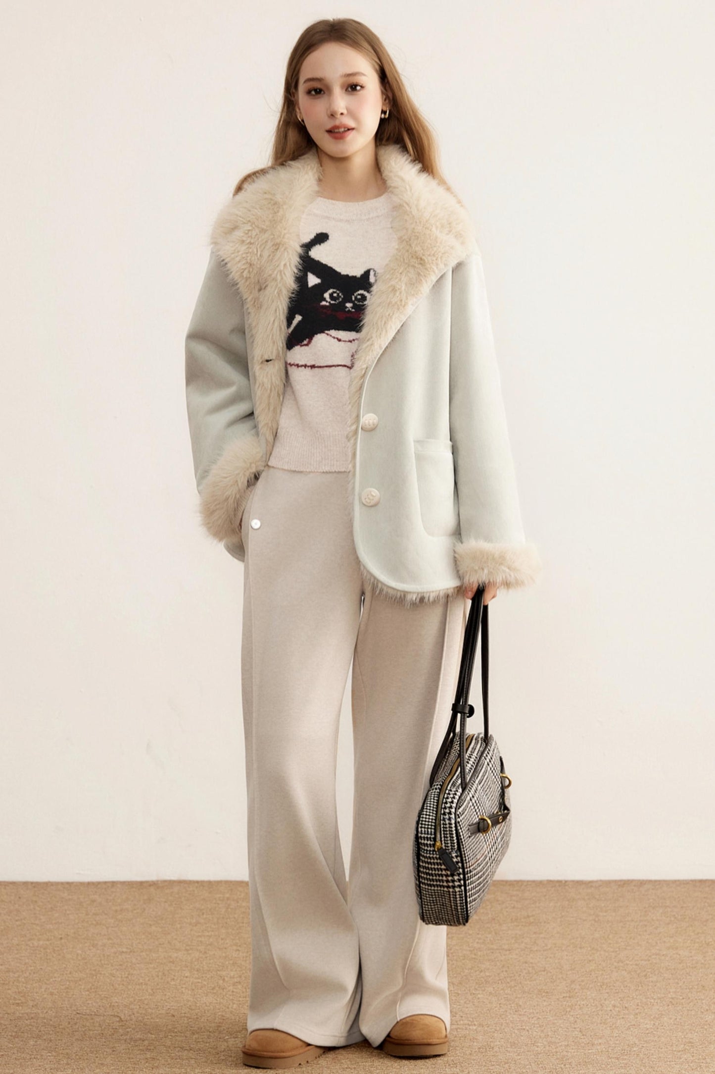 Winter Composite Fleece Wide-Leg Pants
