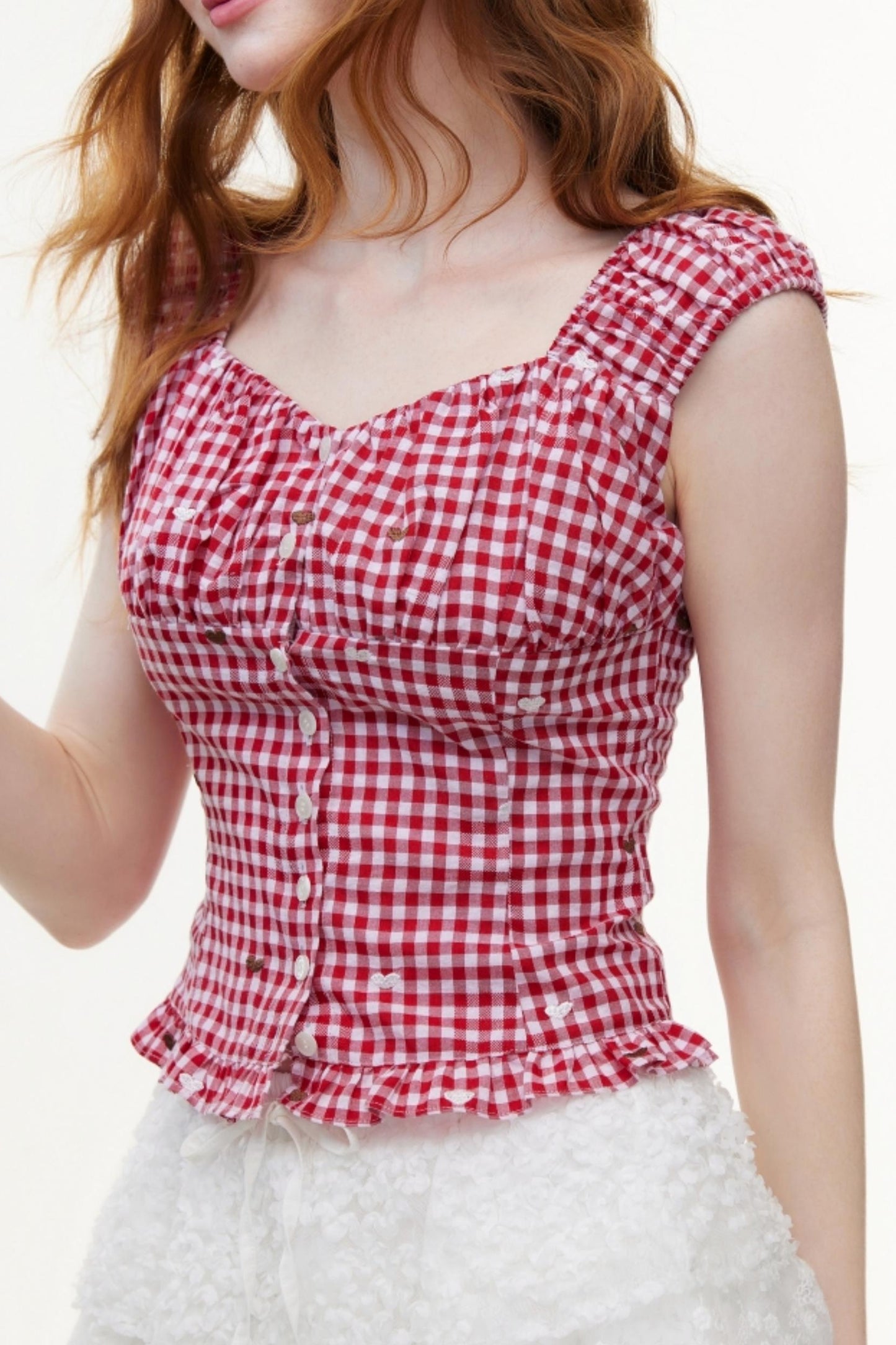 Vintage V-Neck Cotton Blouse