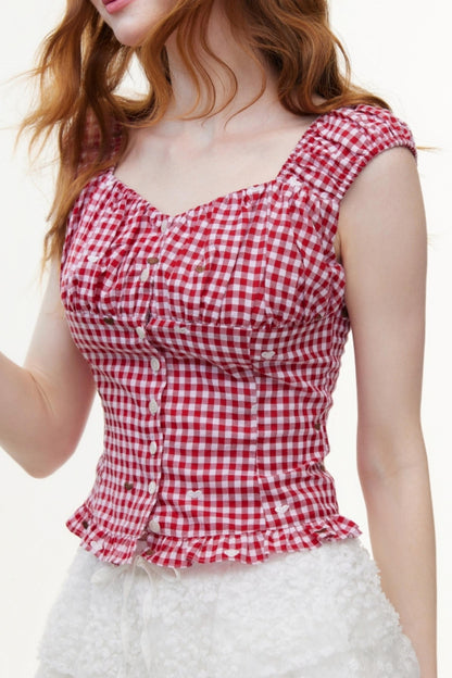 Vintage V-Neck Cotton Blouse