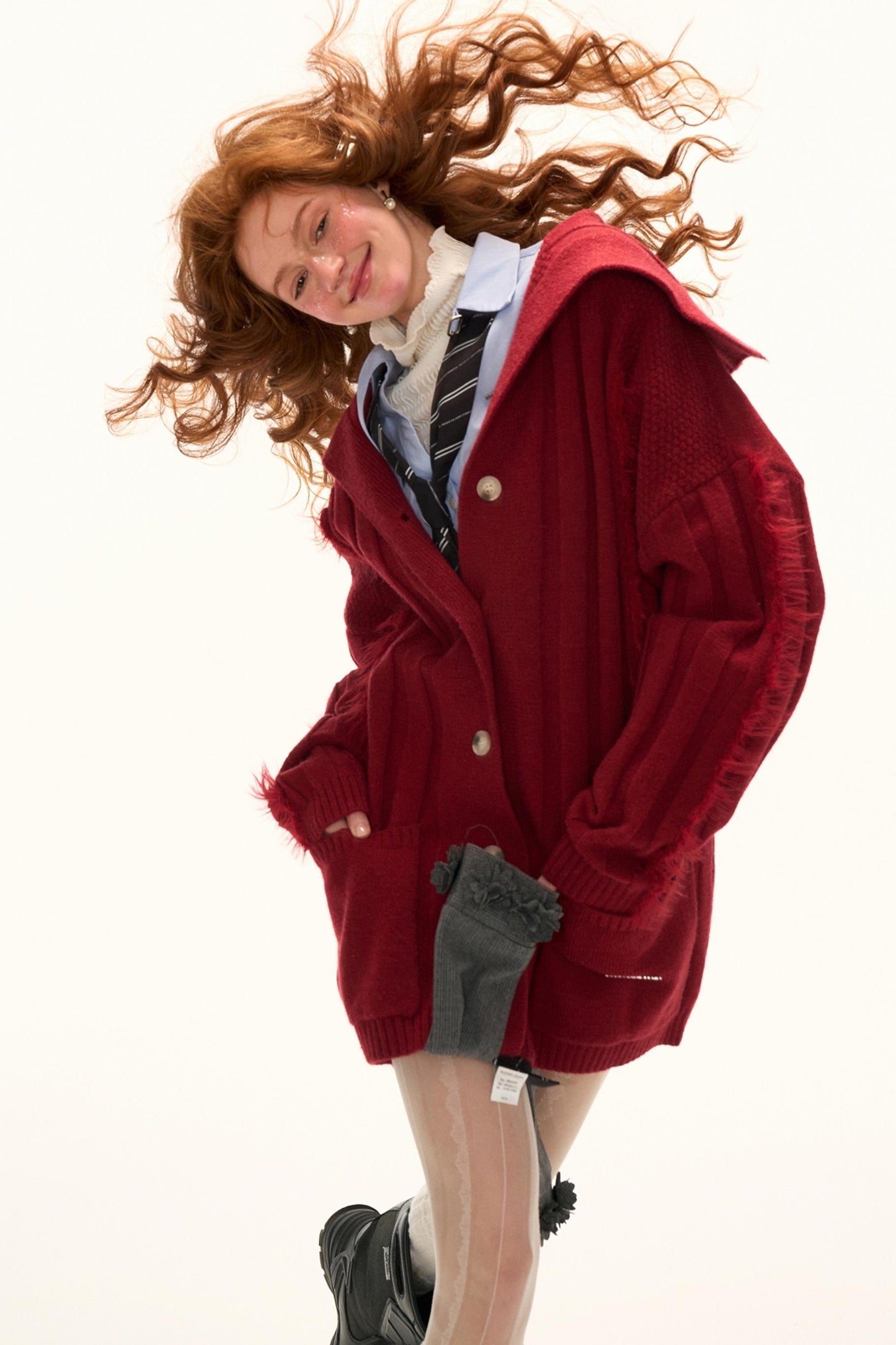 Blue Waist Long Sleeve Shirt