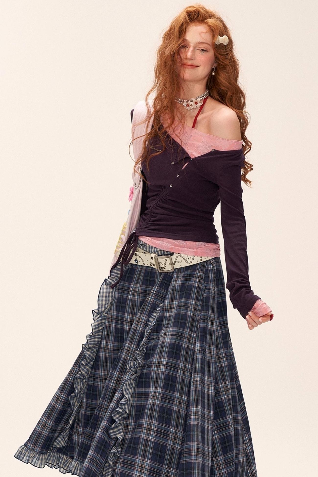 Slim Lace Sleeve T-Shirt