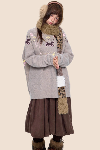 Vintage Fair Isle Loose Knit Sweater