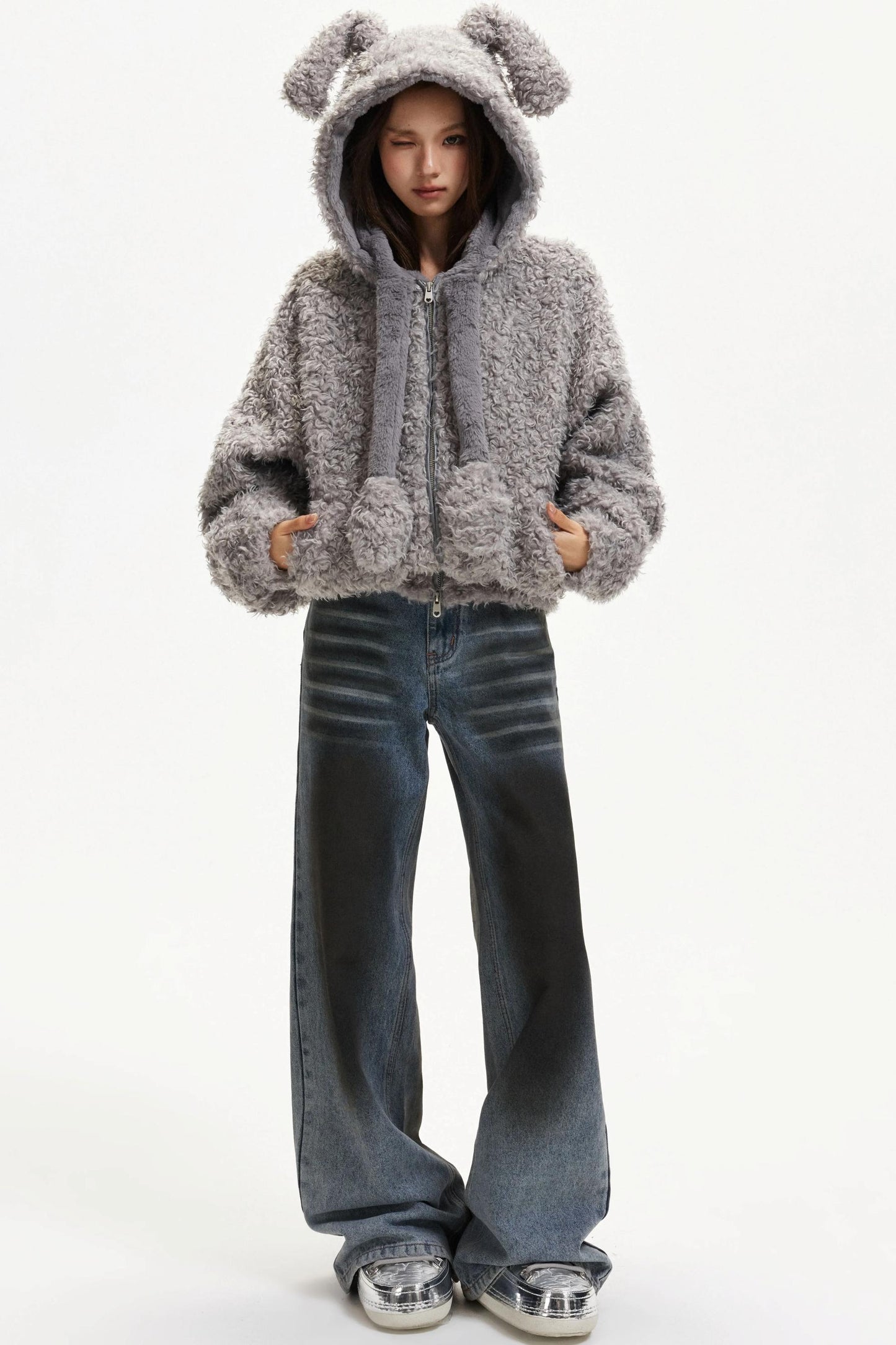 Cute Dog Ears Wool Coat