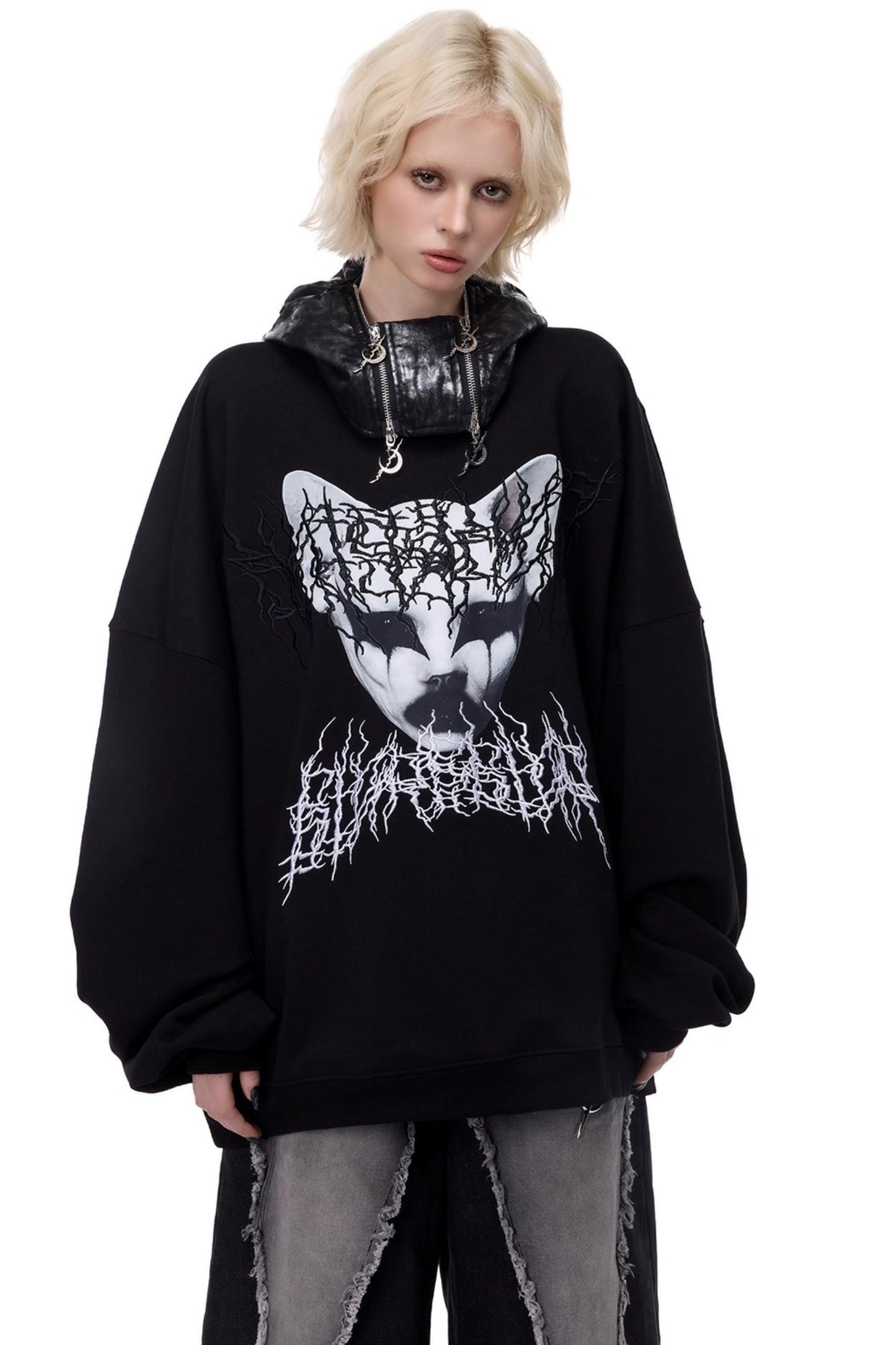 Cat Star Embroidery Sweatshirt