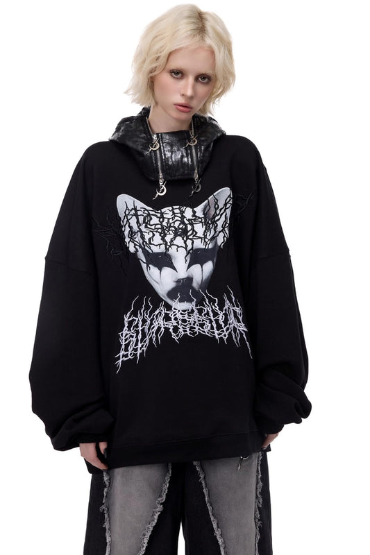 Cat Star Embroidery Sweatshirt