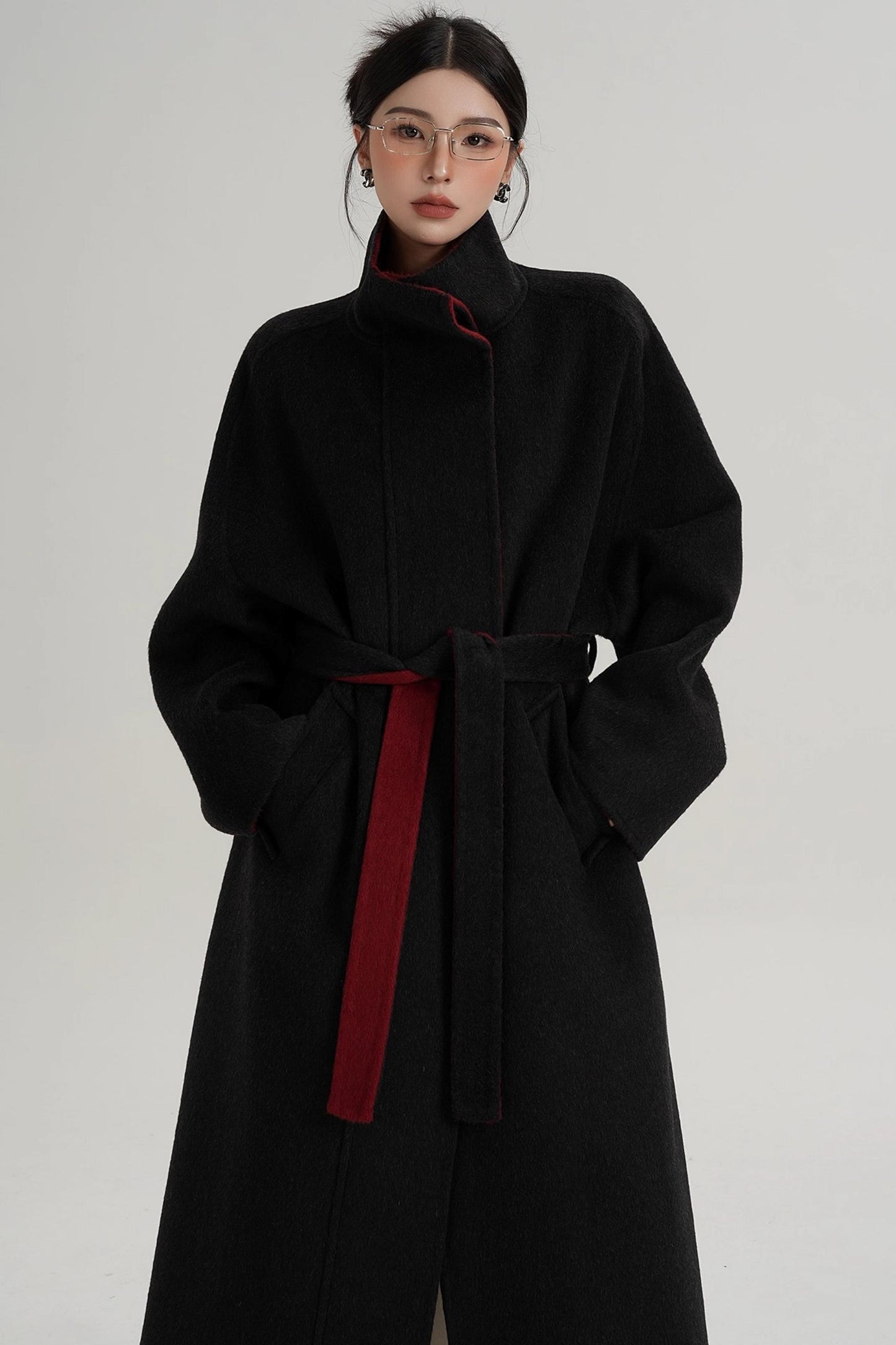 Casual Double-Sided High Neck Wool Coat