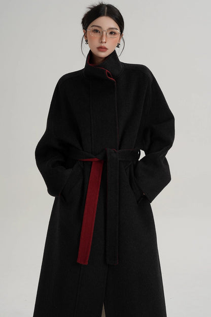 Casual Double-Sided High Neck Wool Coat