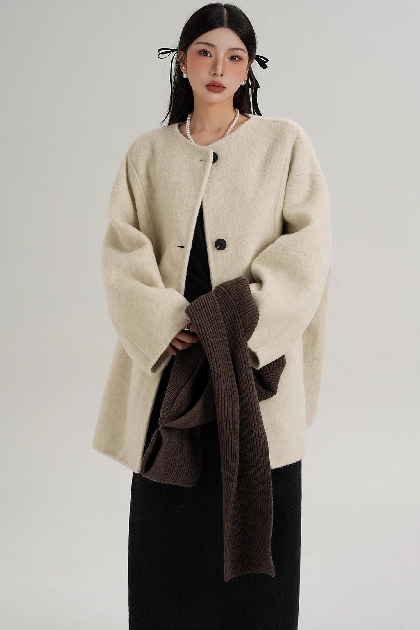 Elegant Chestnut Wool Coat