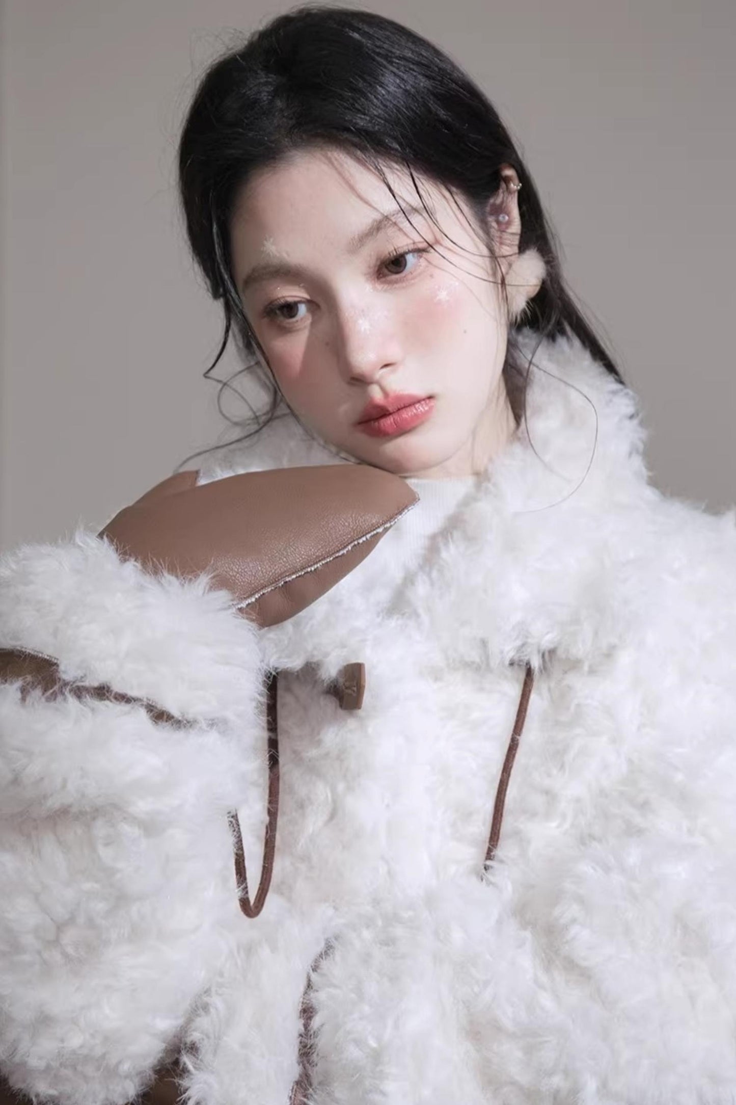 Velvet Curly Fur Coat Set