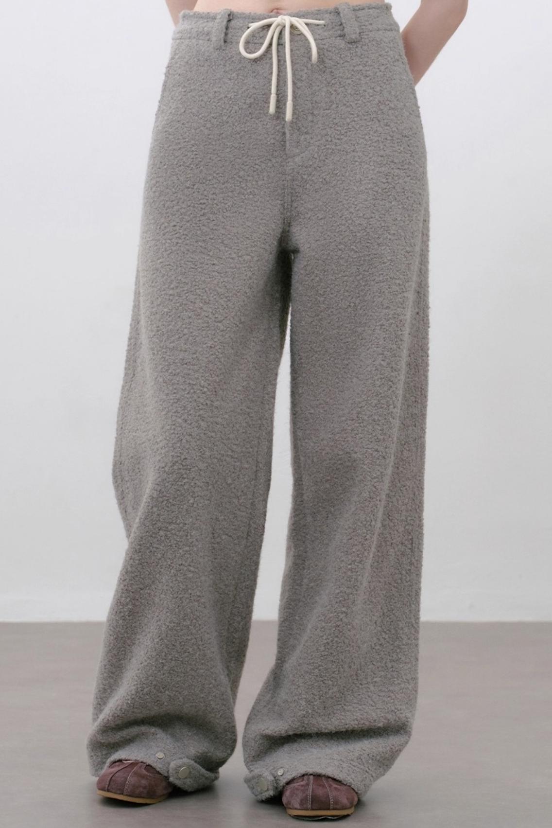 Thick Lambswool Straight-Leg Pants
