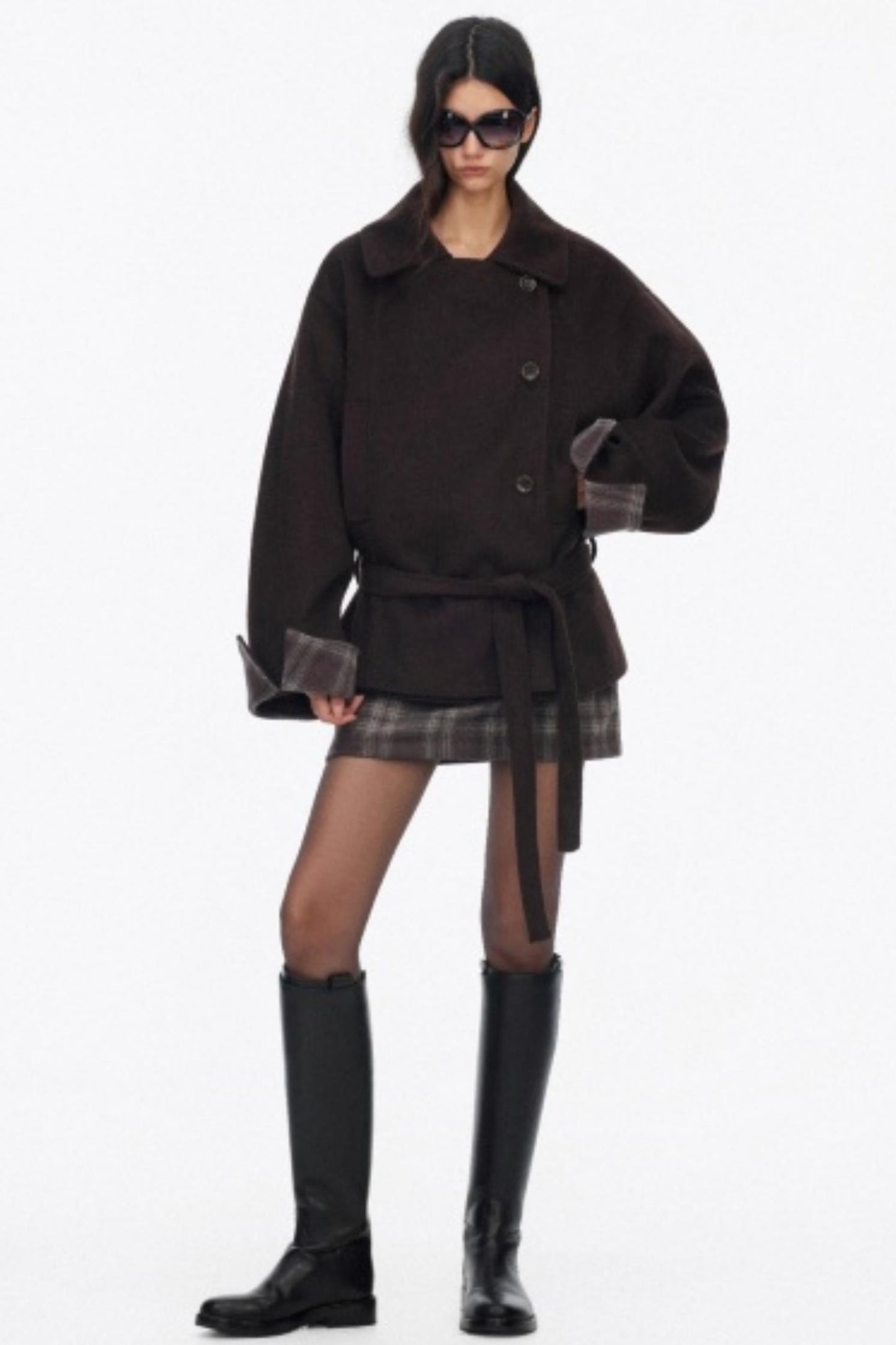 Asymmetrical Wool Coat Skirt Set-Up