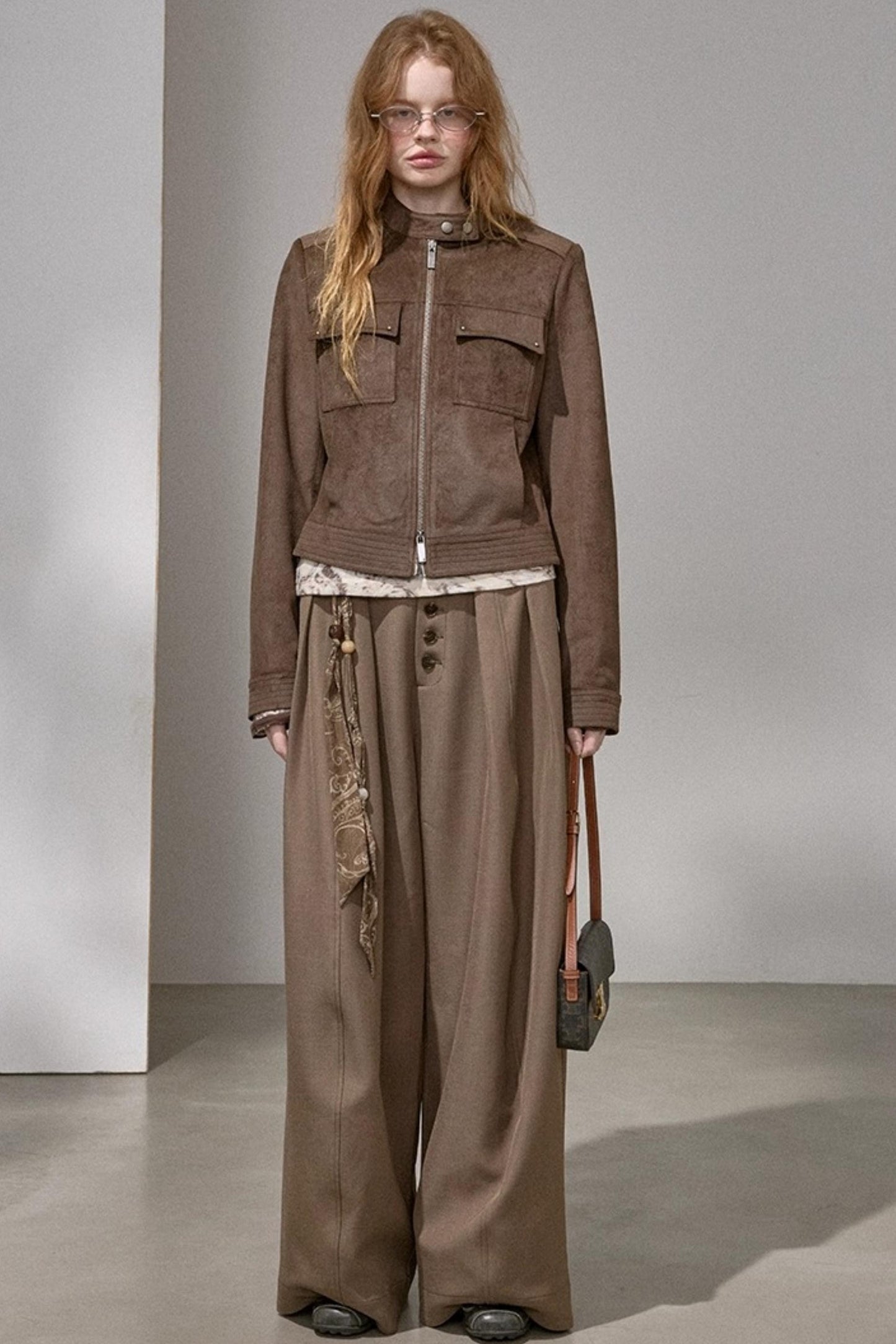 Suede Tailored Short Jacket