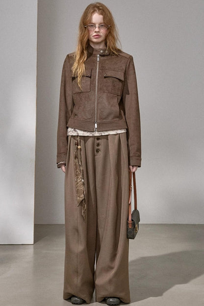 Suede Tailored Short Jacket