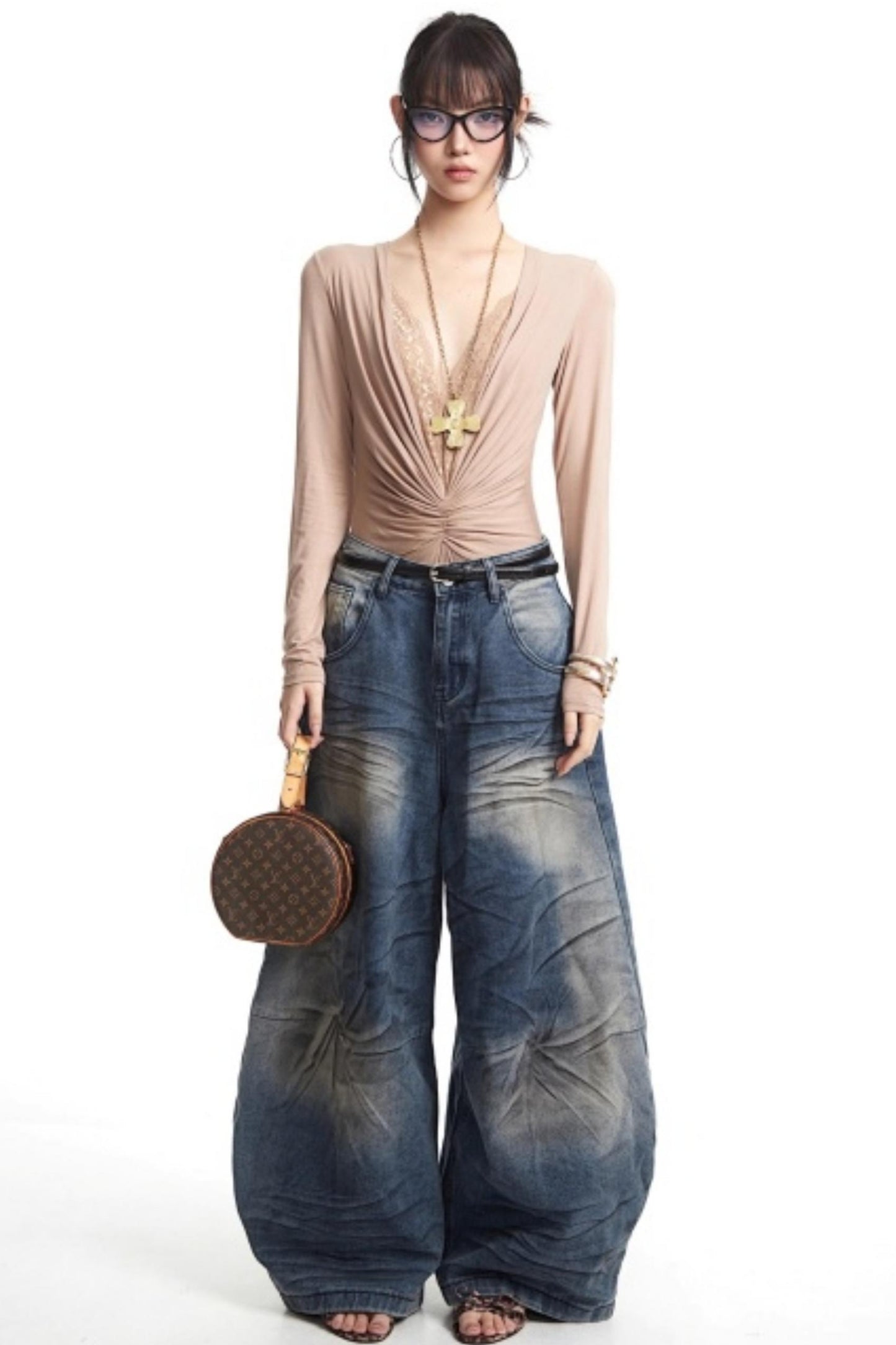 Lace Splicing V-Neck Top