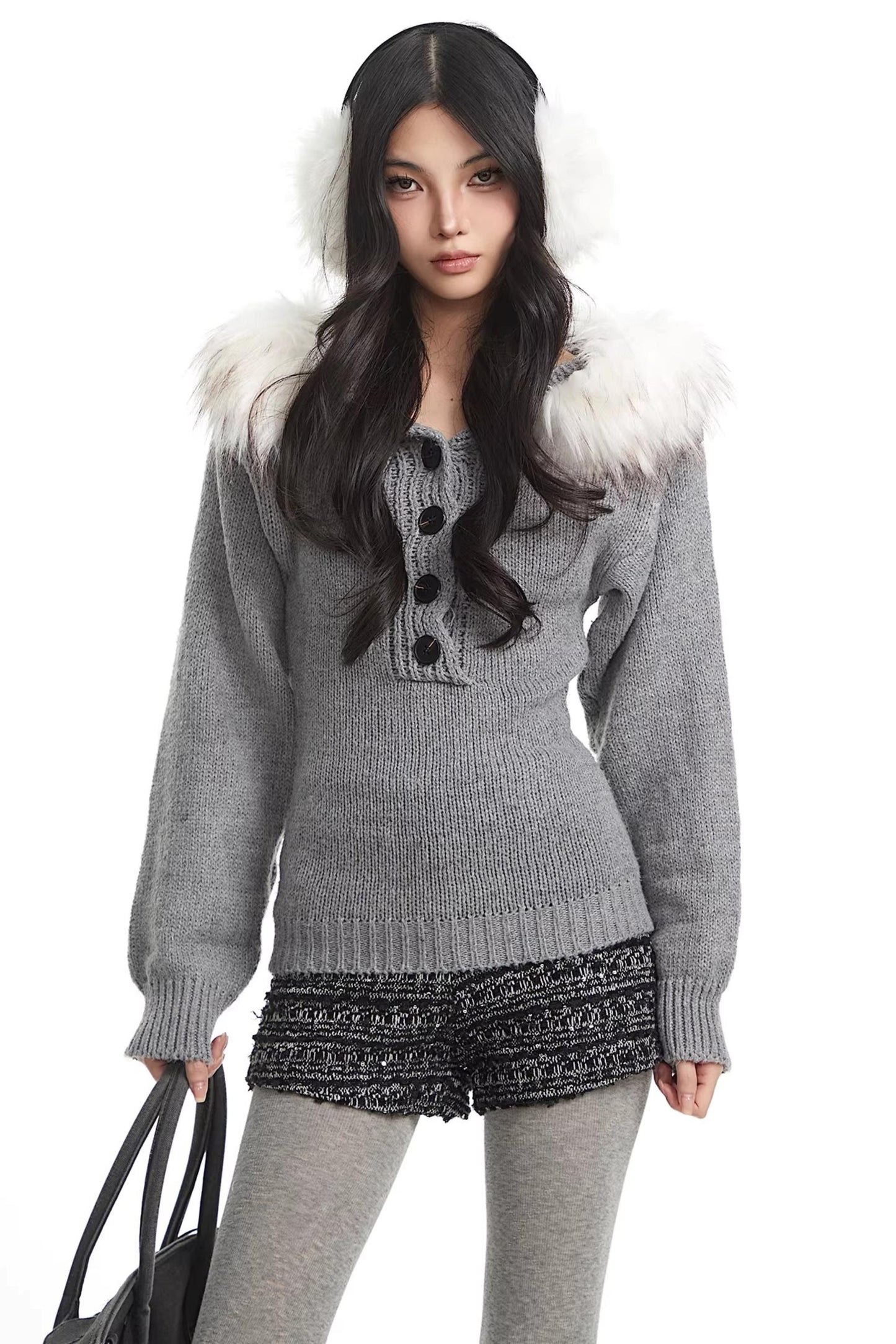 Retro Pailletten Tweed Kurze Hose