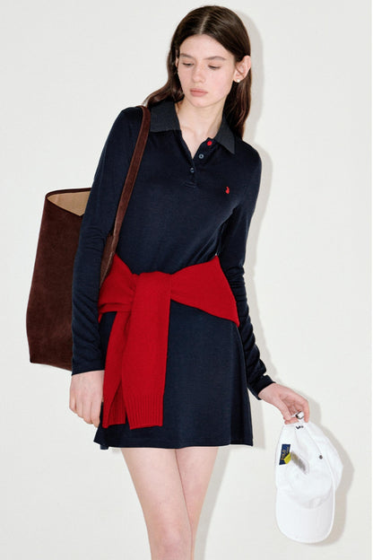 Slim Contrast Long Sleeve Dress