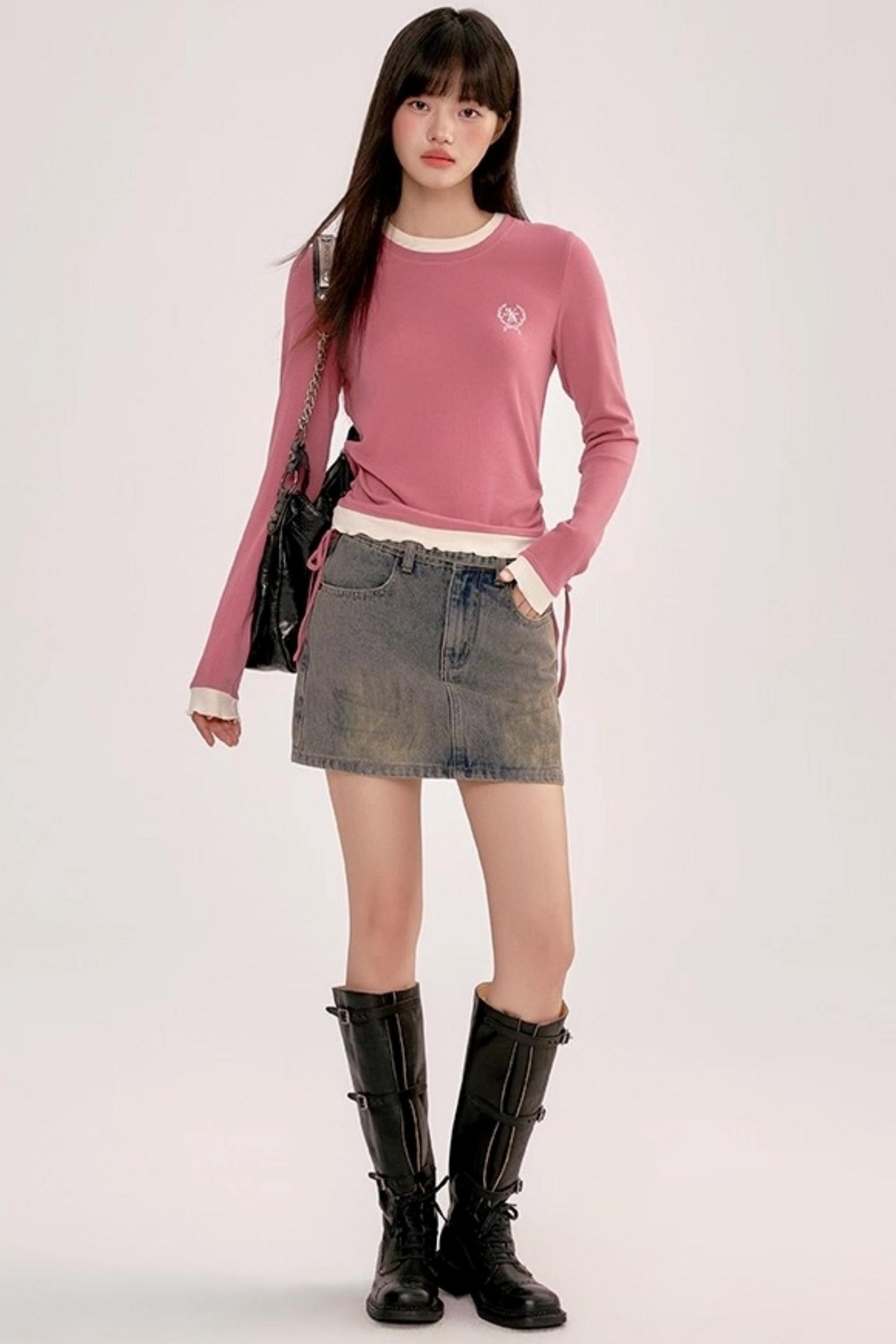 Distressed Denim Skirt