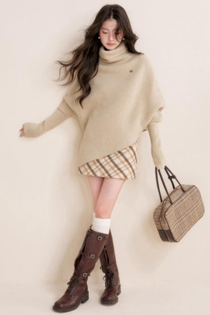 Retro Plaid Woolen Skirt