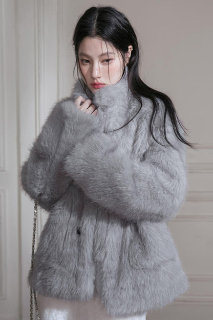 Frost Gray Reversible Fur Jacket