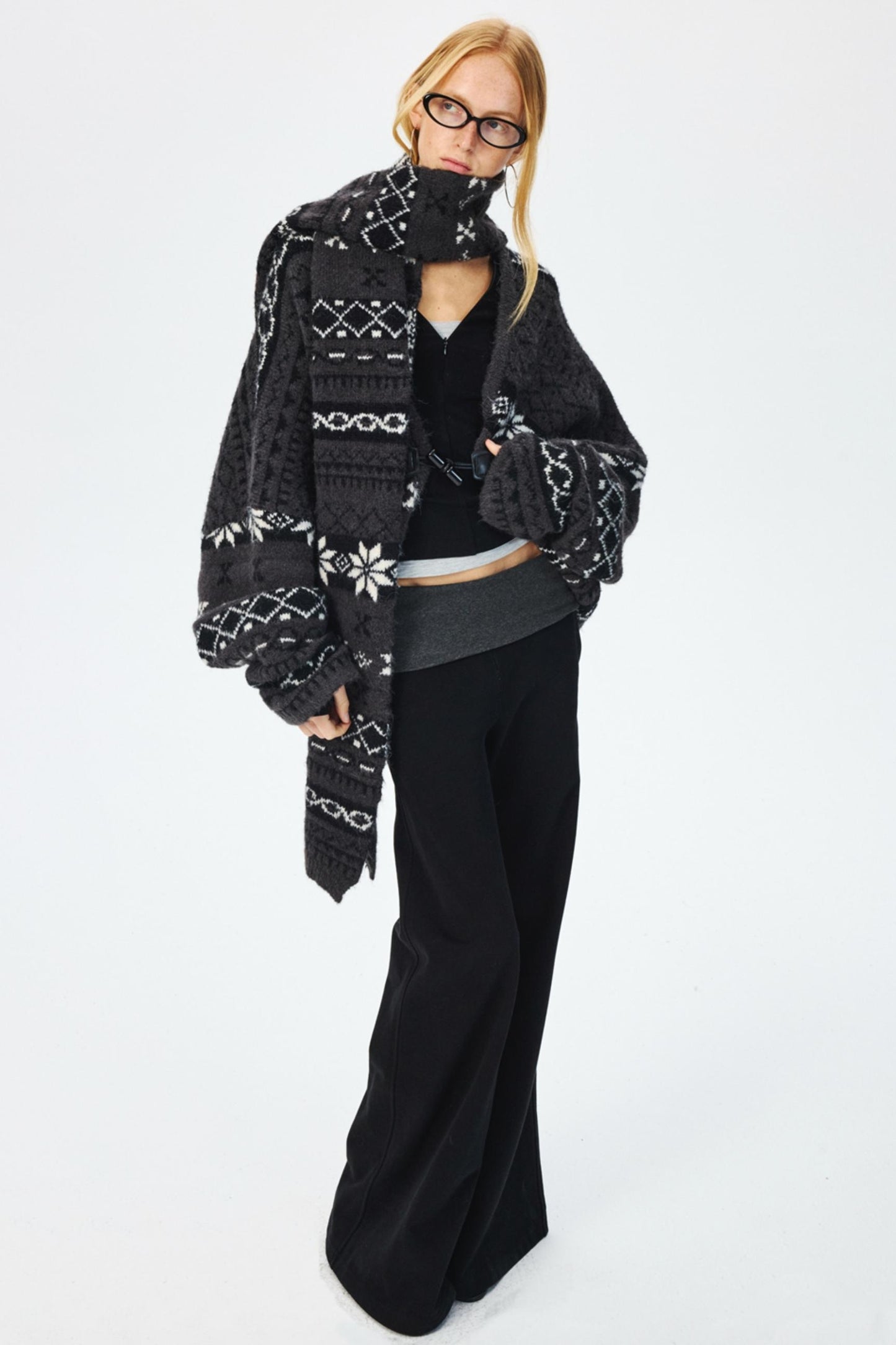 Winter Wool Fair Isle Sweater & Scarf Set-Up