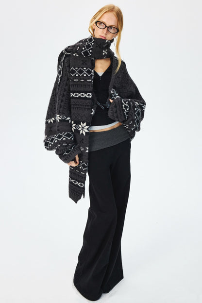 Winter Wool Fair Isle Sweater & Scarf Set-Up