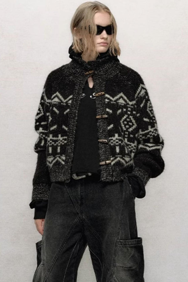 게으른 핏 페어 아일 스웨터 코트 