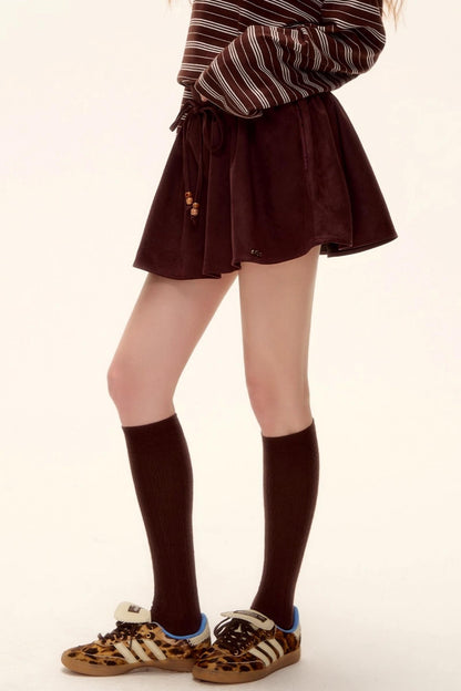 Beaded Suede Puffy Skirt