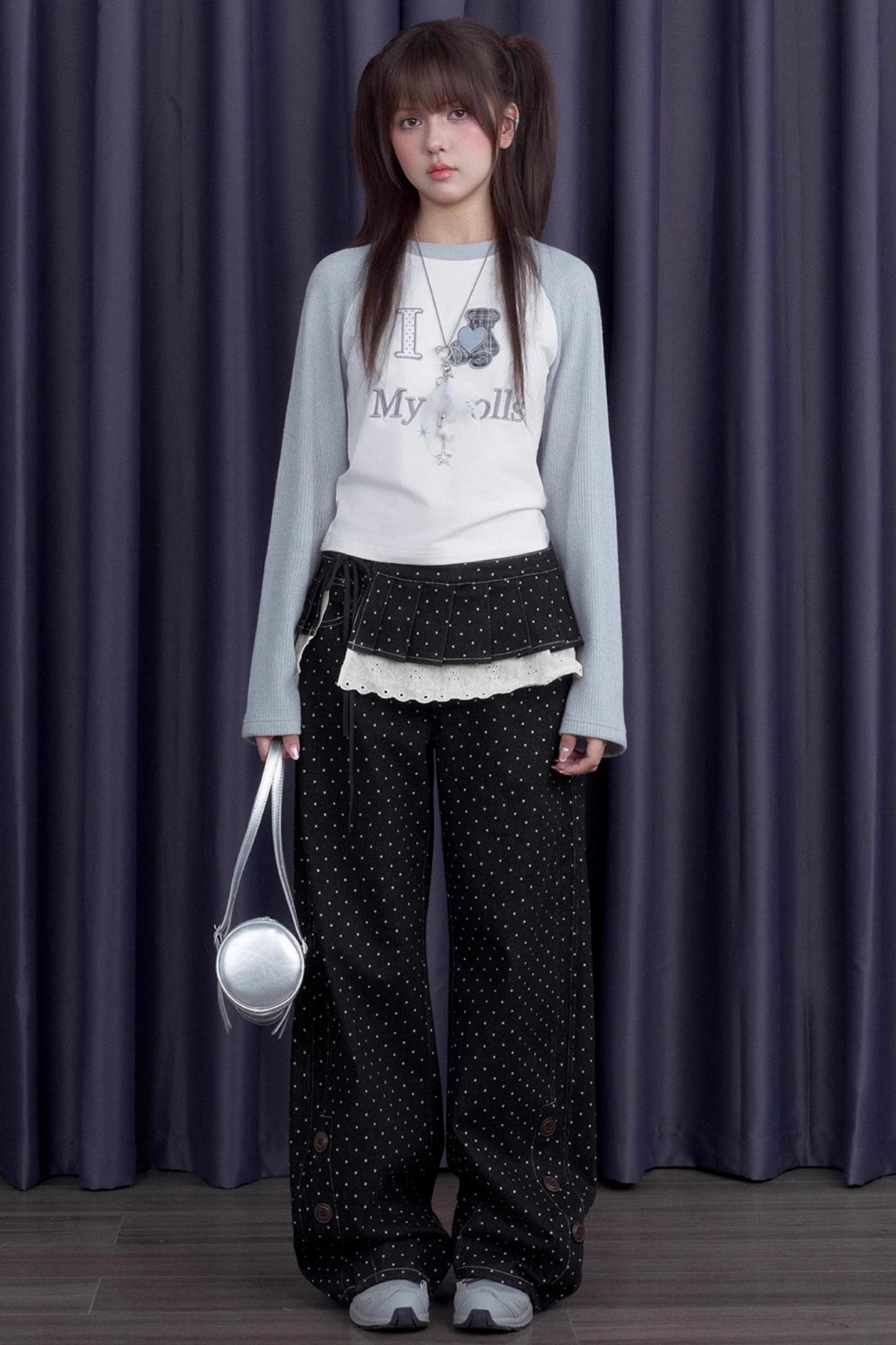 Sweet Patchwork Knitted Raglan T-shirt