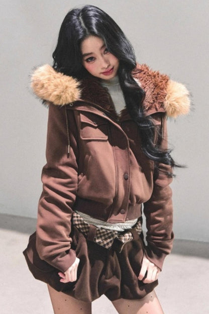 Hooded Faux Fur Winter Coat