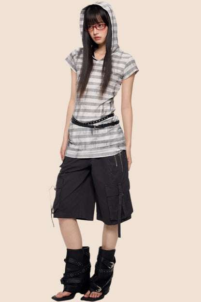 Vintage Striped Hooded Tee