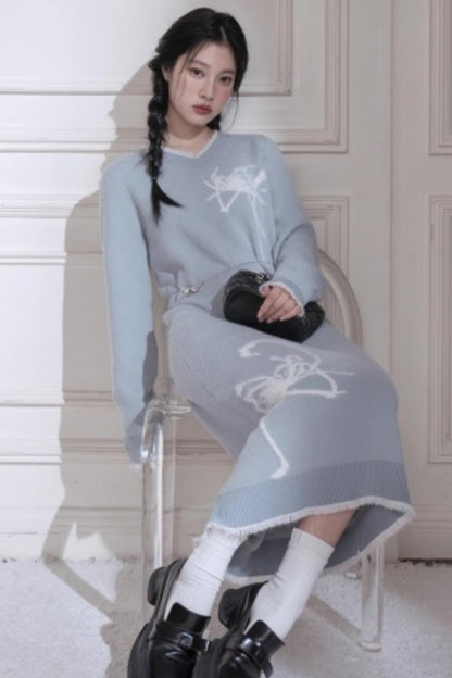 Butterfly Pattern Woolen Dress