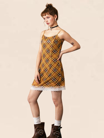 Vintage Check Slip Dress