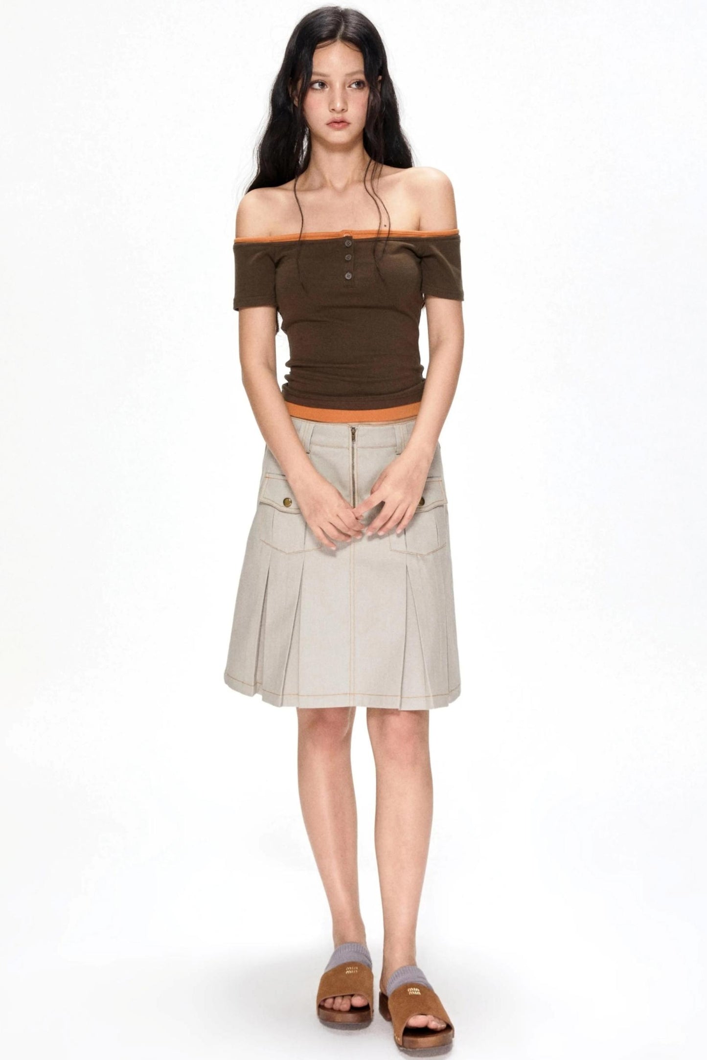 Vintage Pleated Midi Skirt