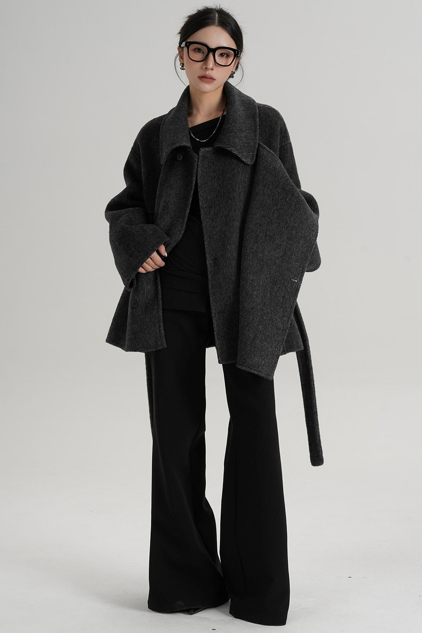 Winter Style Lace-Up Woolen Jacket