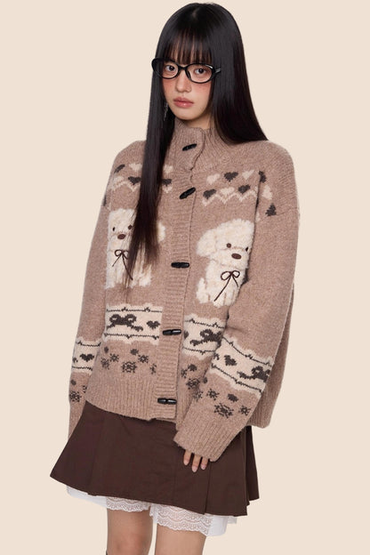 Vintage Dog Knit Cardigan Sweater