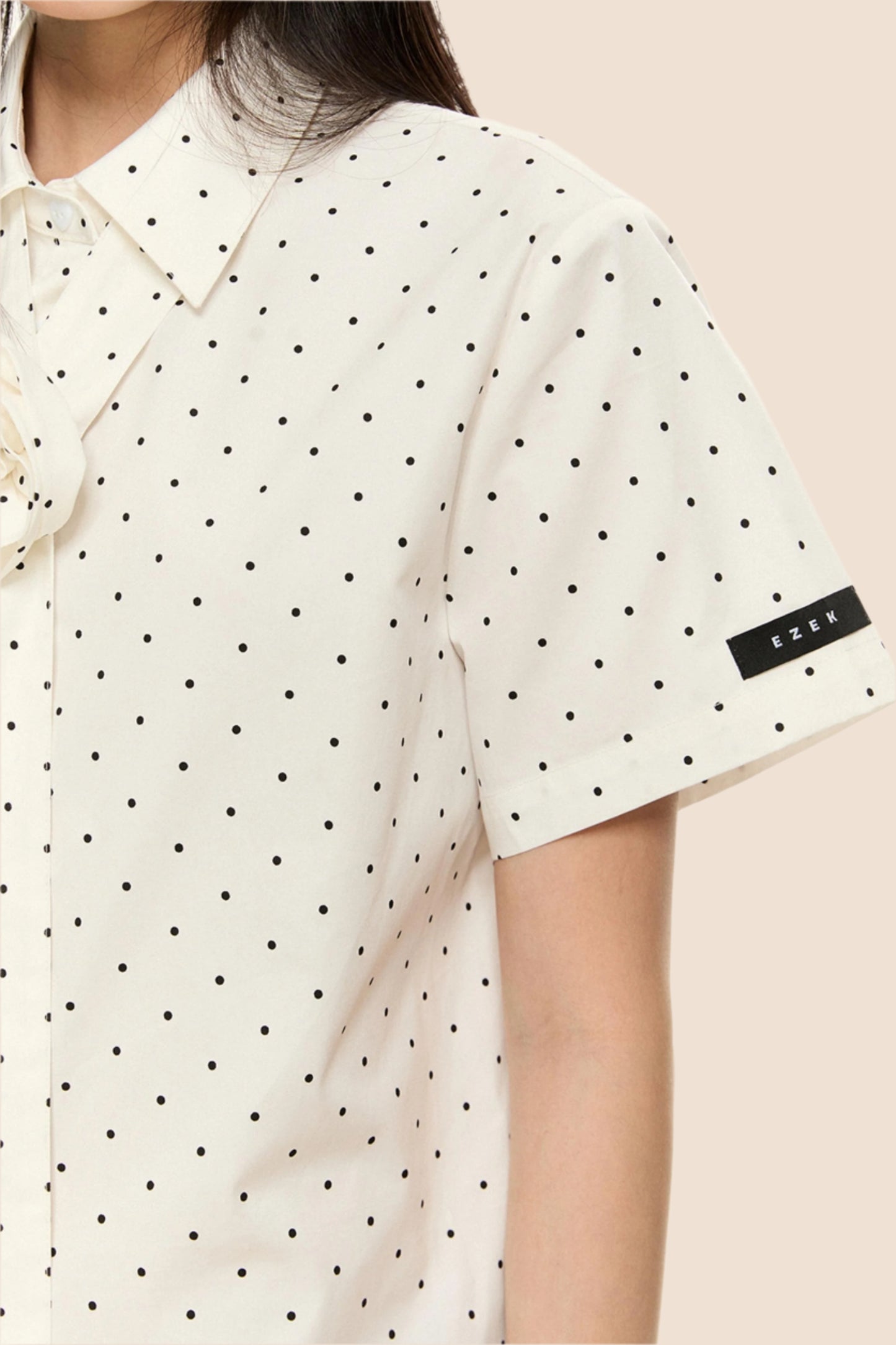 Polka Dot Flutter Sleeve Blouse