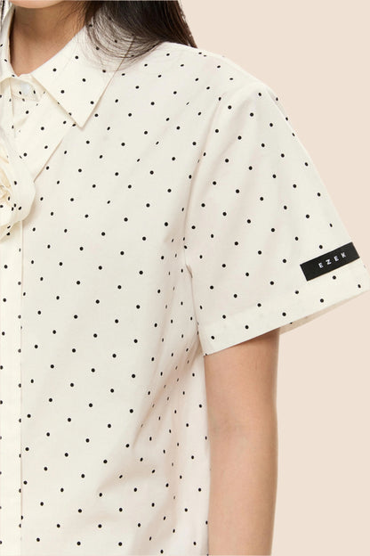 Polka Dot Flutter Sleeve Blouse