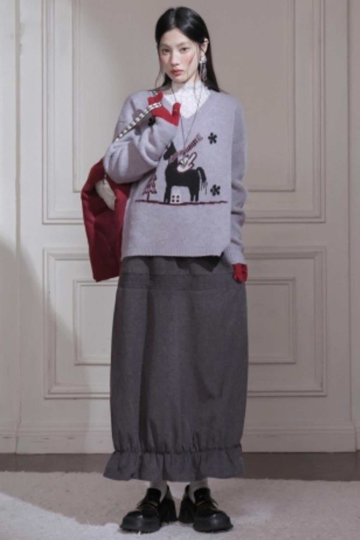 Night Mist Wool Skirt