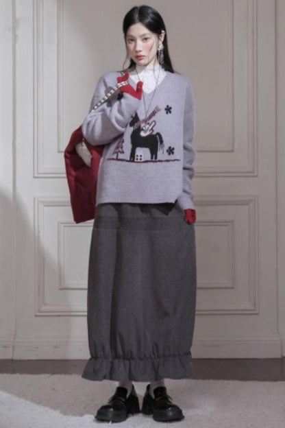 Night Mist Wool Skirt